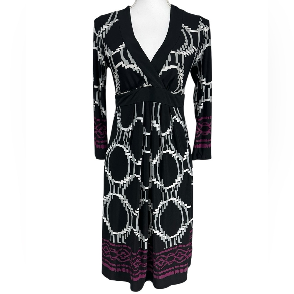 LIZ LANGE / Black White Purple Maternity Dress / XS / Goth Emo Preppy Office